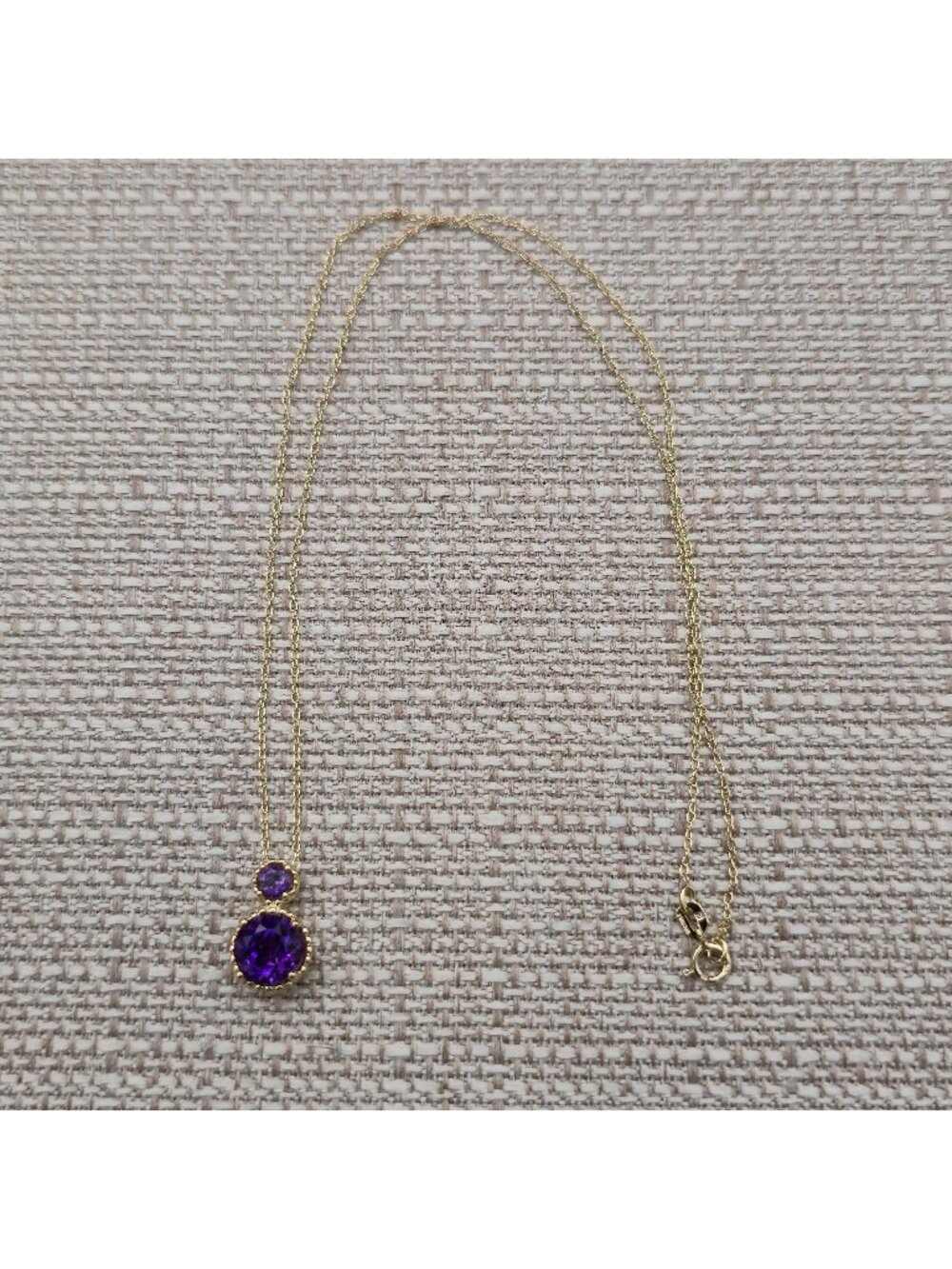 18 Inch Sterling Silver Gold Vermeil Amethyst Pendant Necklace A8419